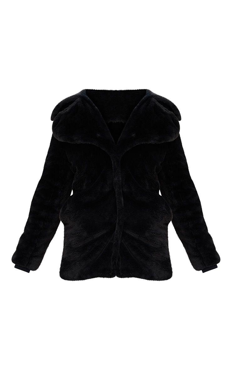 manteau noir fourrure