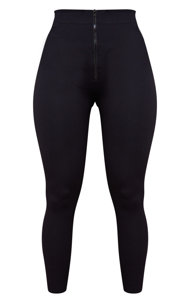 PRETTYLITTLETHING Shape Legging noir à zip et contours image 5
