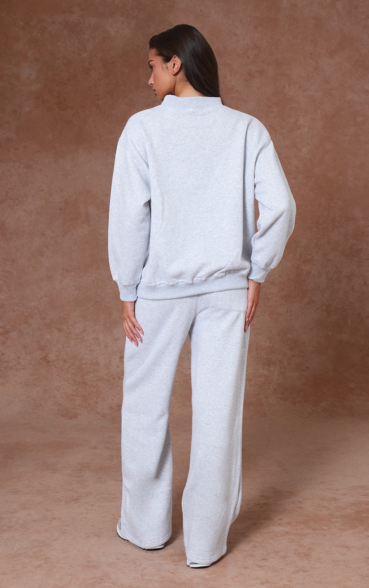 Ash Grey Cotton Fleece Straight Leg Sweatpants image 3