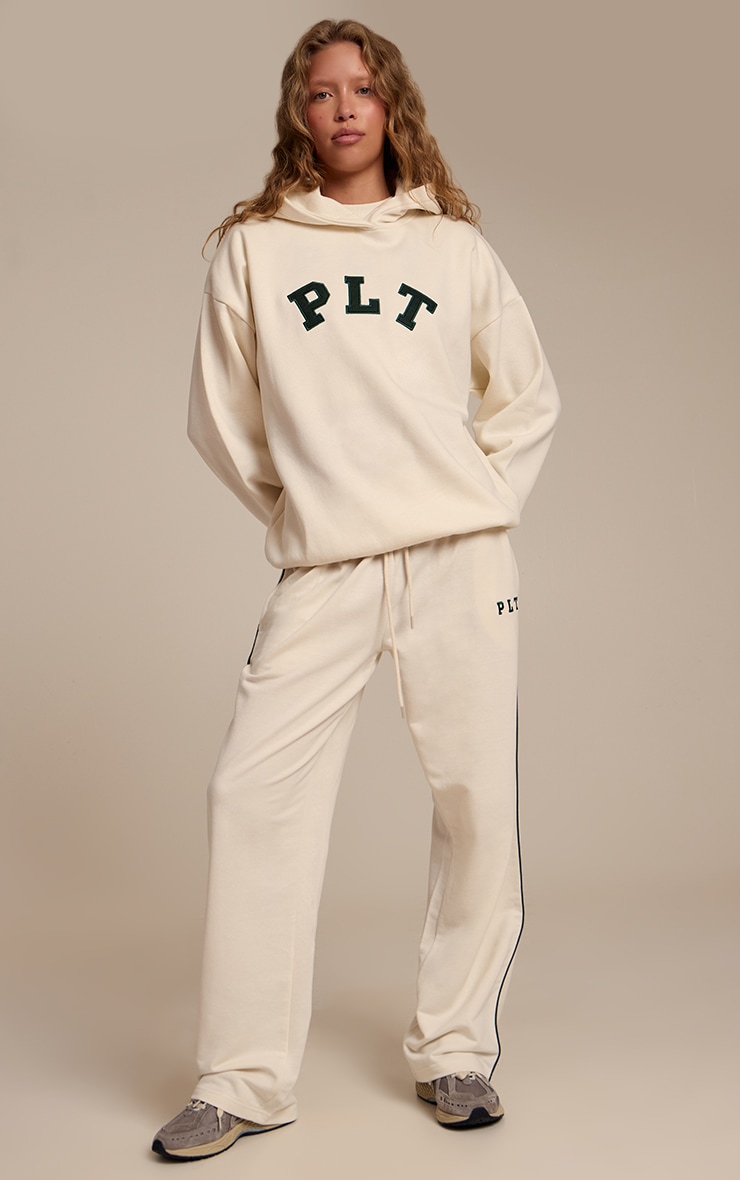 Hoodie oversize crème à logo "PLT" image 3