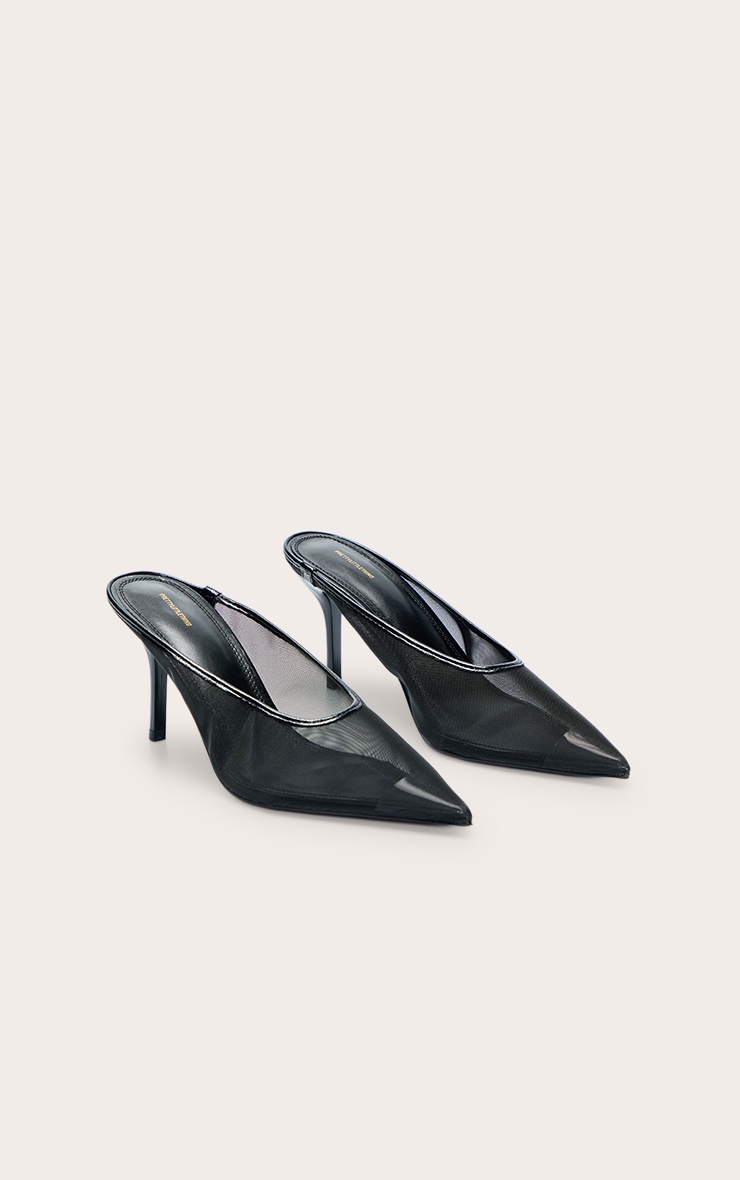 Black Mesh Heeled Mule image 2