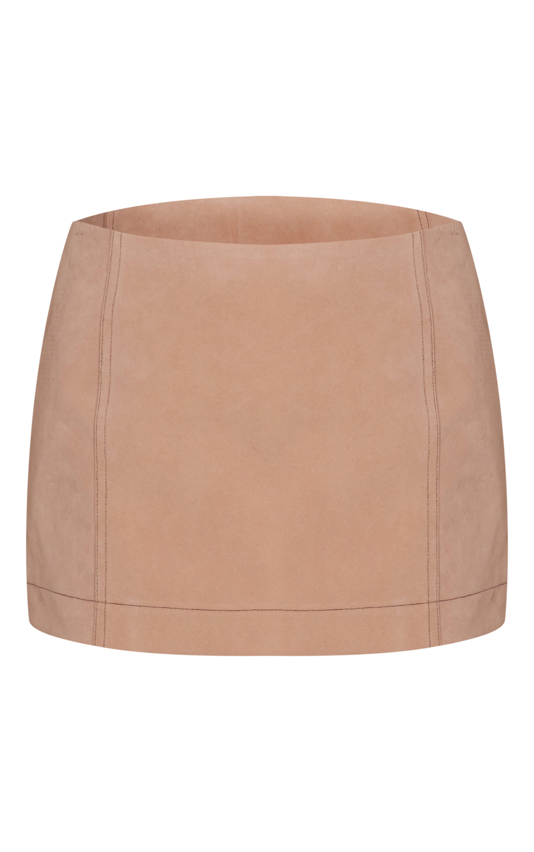 Sand Faux Suede Stitching Detail Mini Skirt image 6