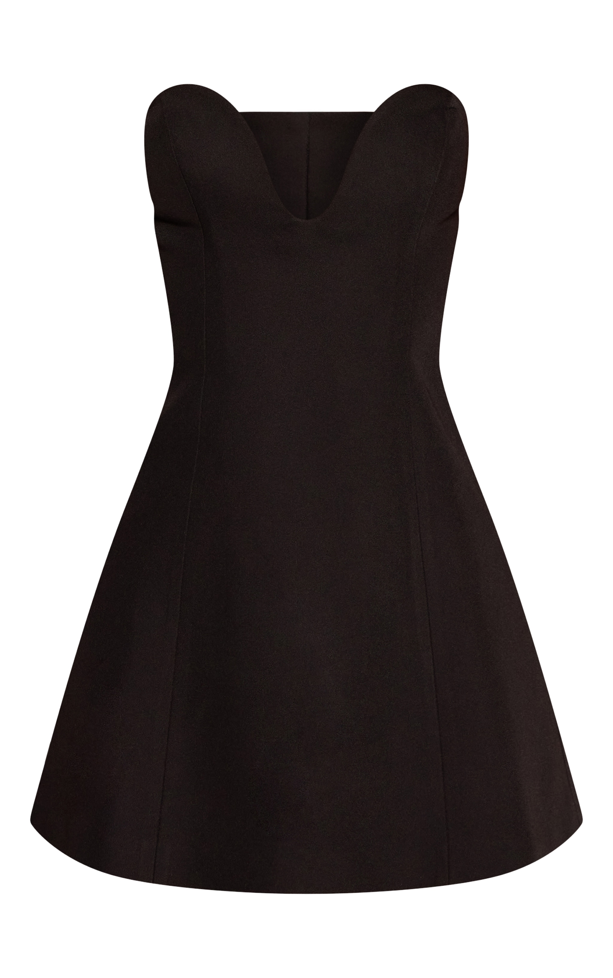 Petite Black Sweetheart Neck A-line Mini Dress image 5