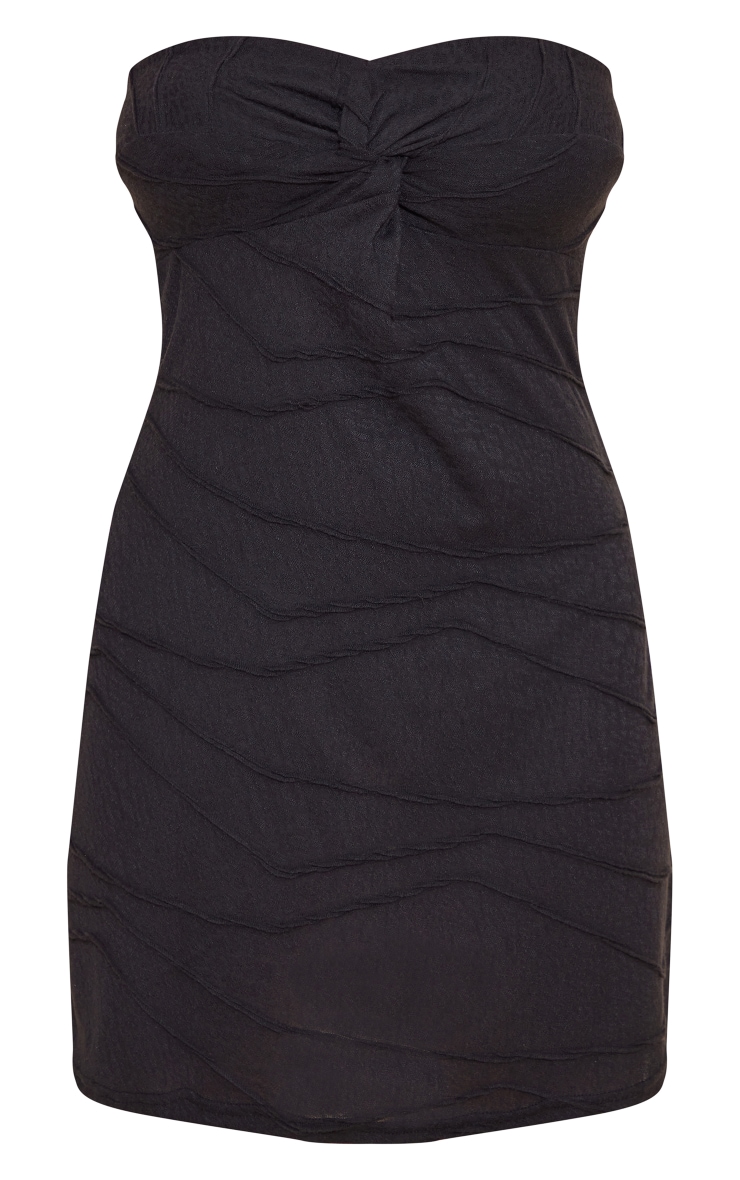 Black Textured Twist Bandeau Shift Dress image 4