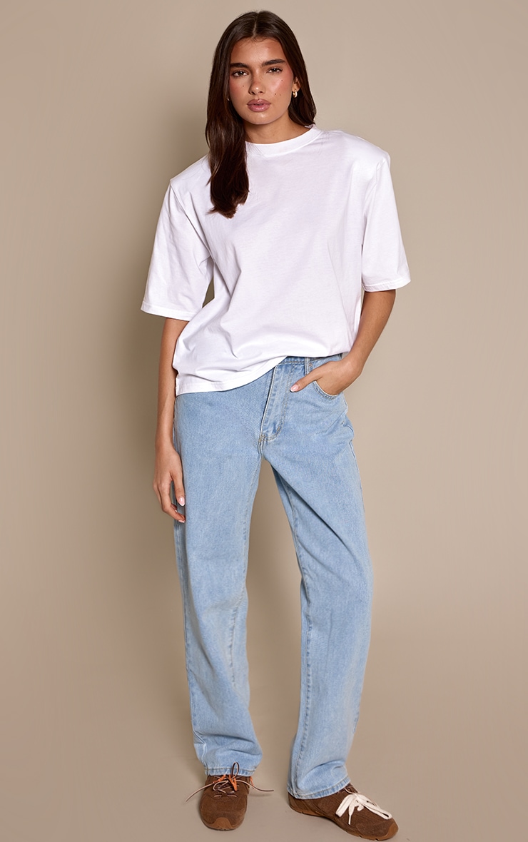 PRETTYLITTLETHING Light Blue Wash High Waist Straight Leg Jeans