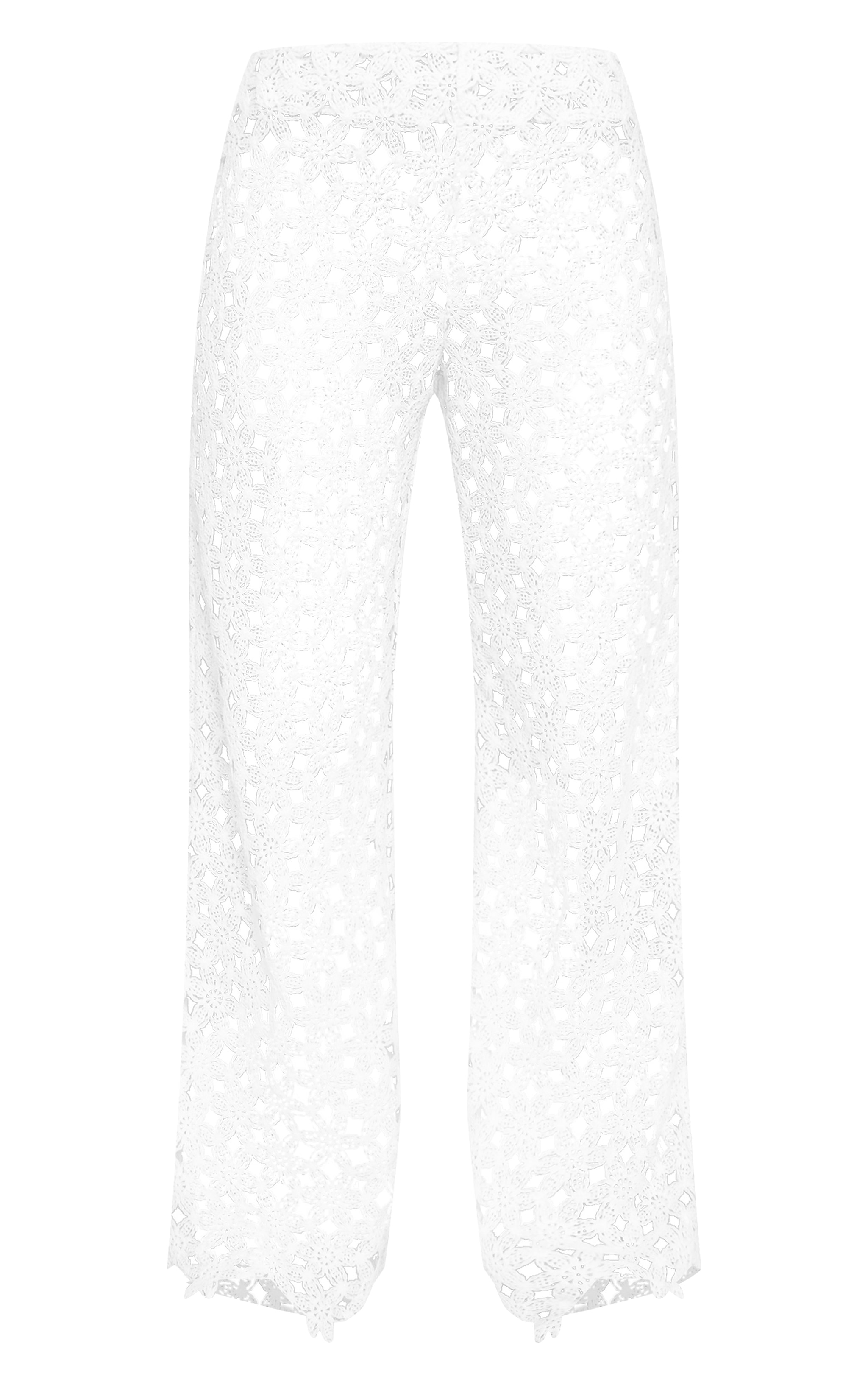 Pantalon droit brodé blanc image 5
