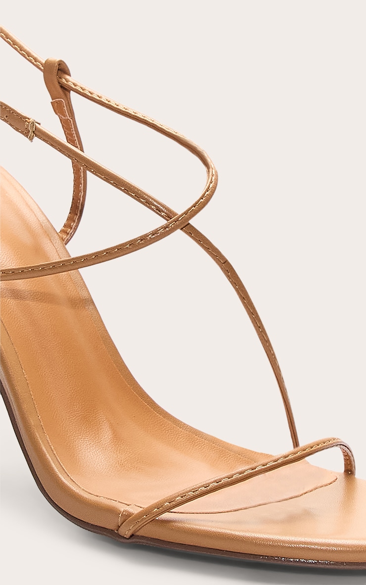 Tan Pu Round Toe Strappy High Stiletto Heeled Sandals image 5