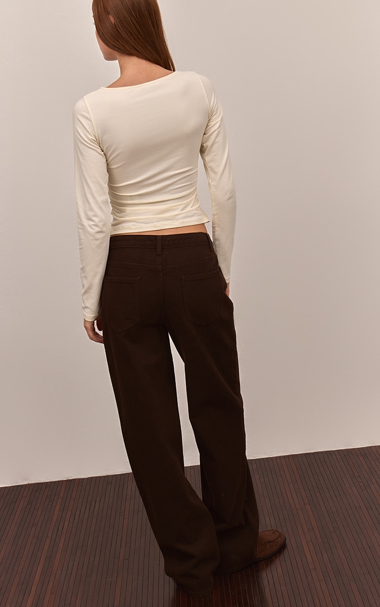 Chocolate Mid Rise Straight Leg Jeans image 3