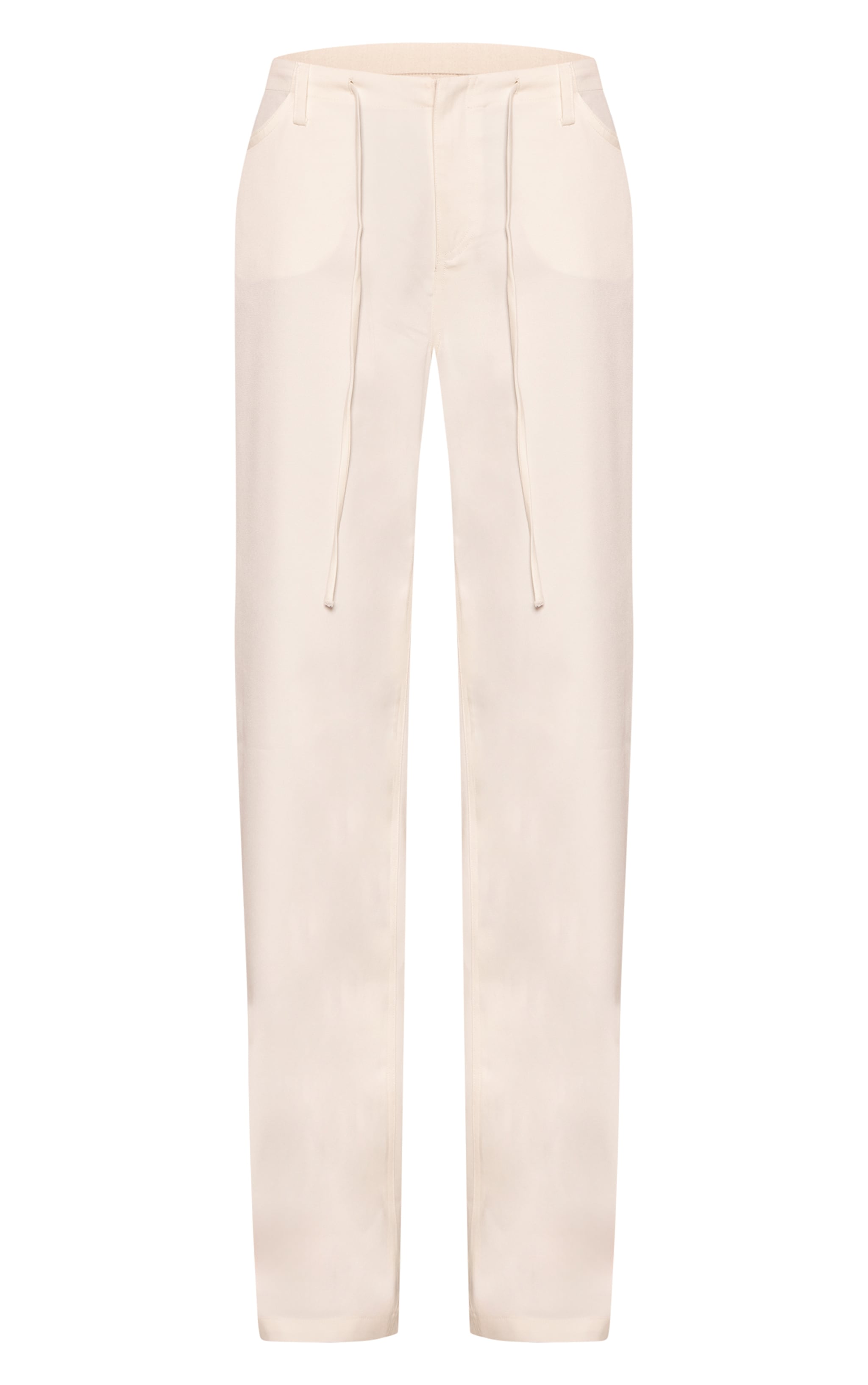 Tall Cream Woven Tie Waist Wide Leg Pants image 5