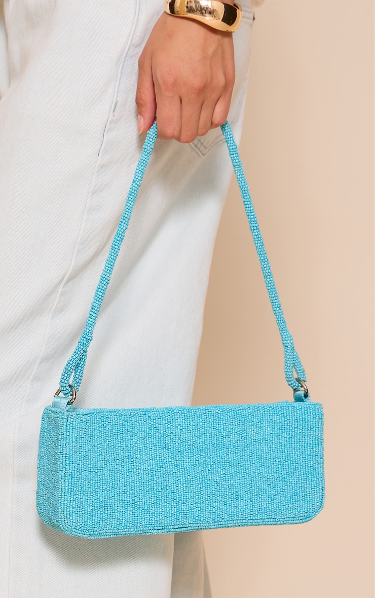 Aqua Micro Beaded Shoulder Bag image 1