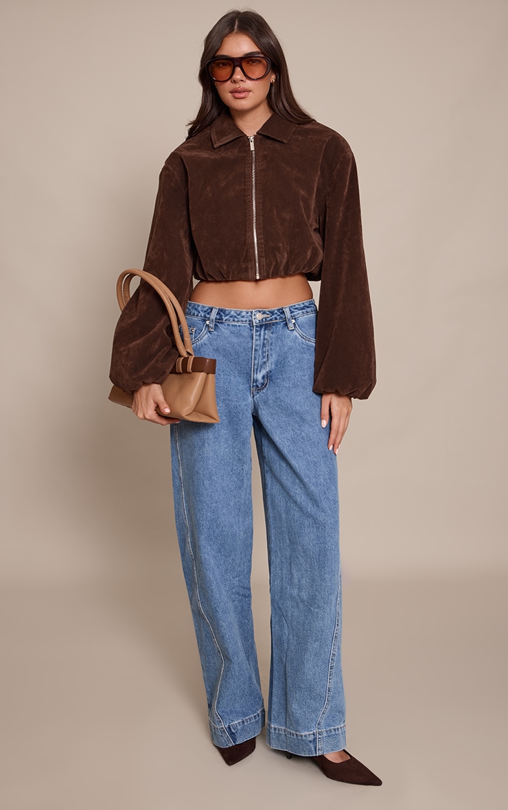 Dark Choc Suede Balloon Sleeve Jacket image 3