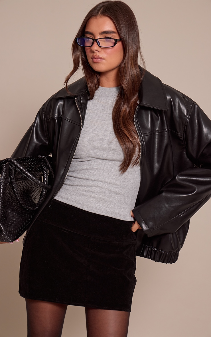 Black Faux Suede Mini Skirt