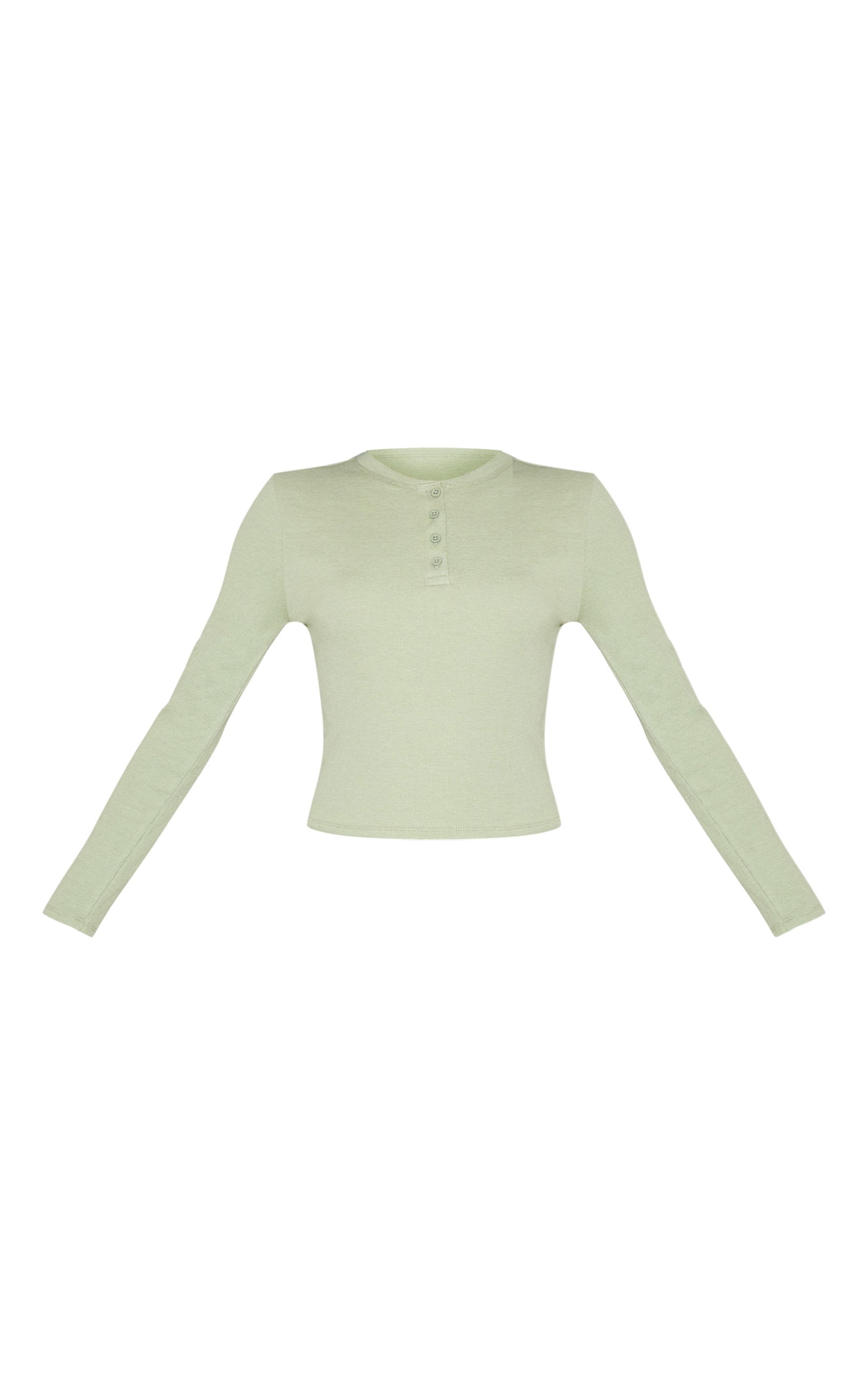 Sage Ribbed Button Down Long Sleeve Pj Top image 5