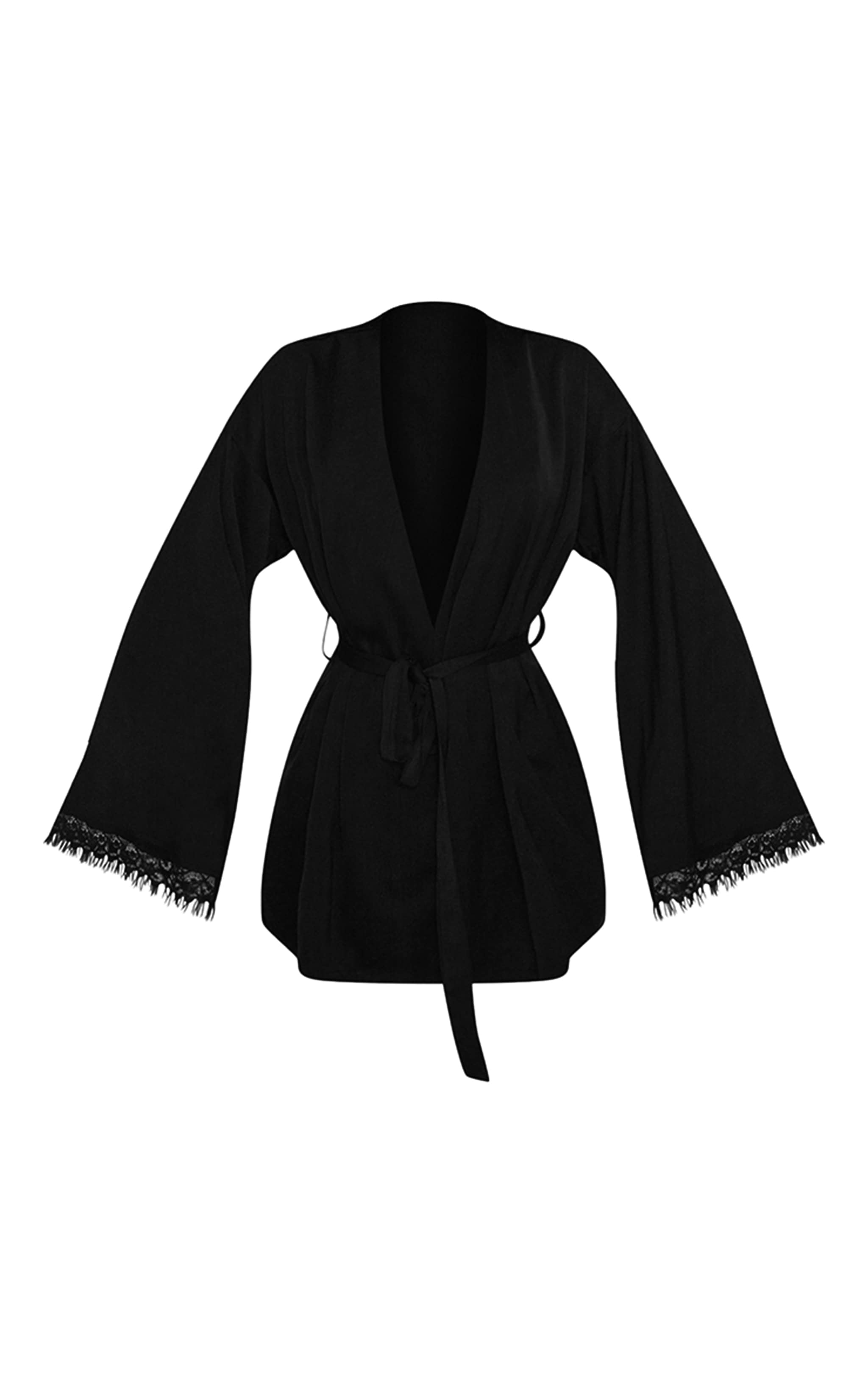 Black Satin Mini Robe image 6