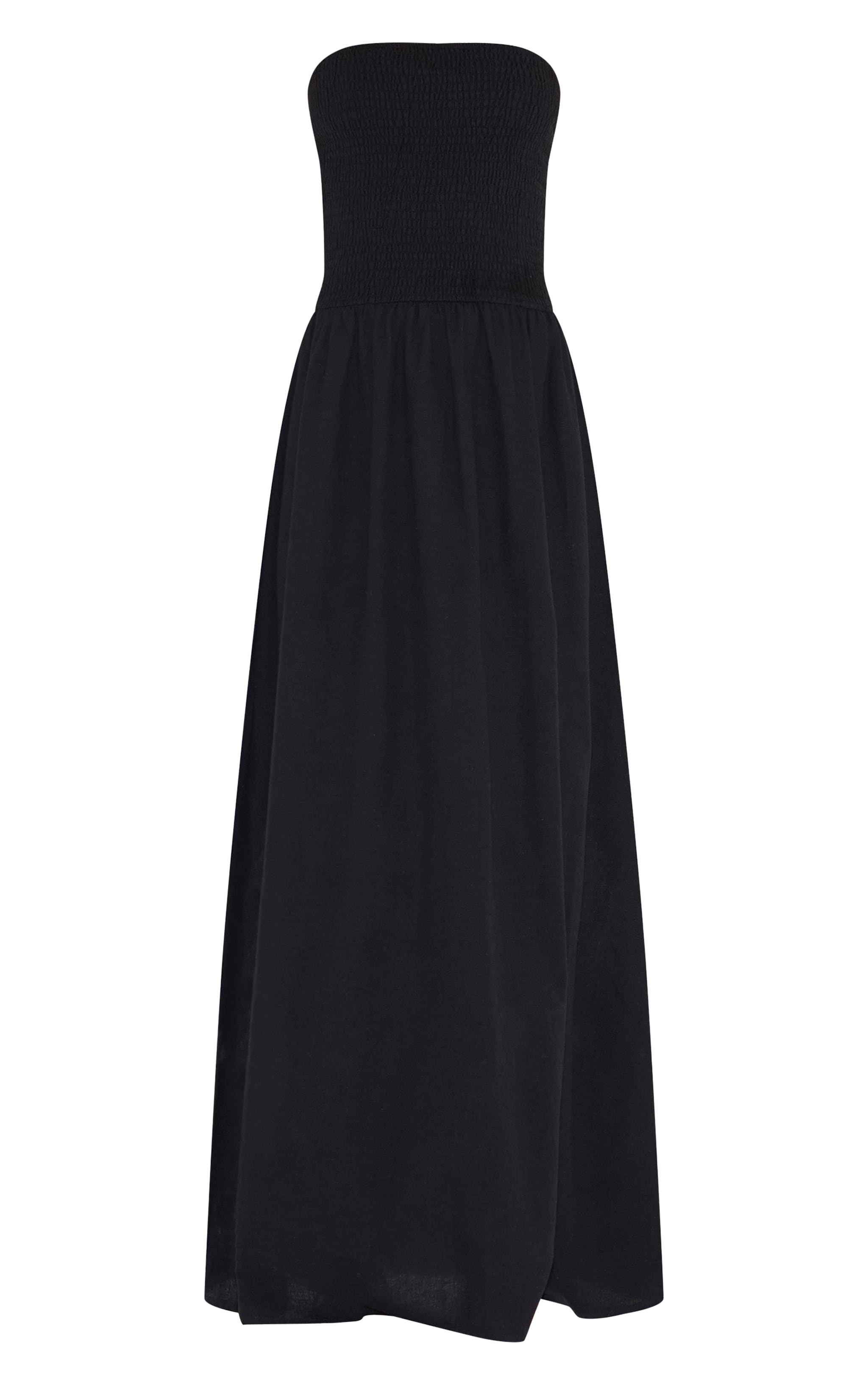 Tall Black Bandeau Shirred Detail Maxi Dress image 5