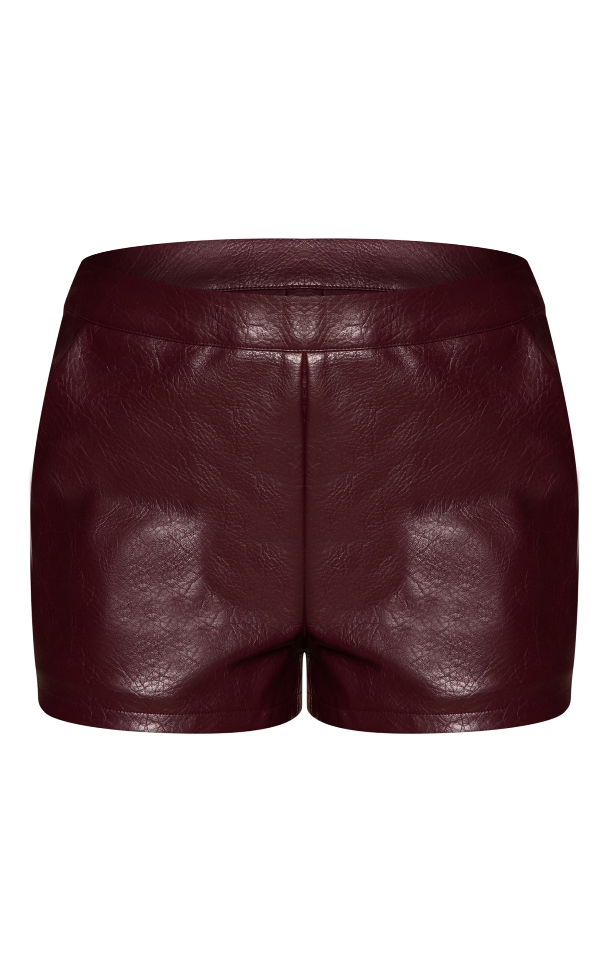 Wine Faux Leather Textured Hot Pants image 6