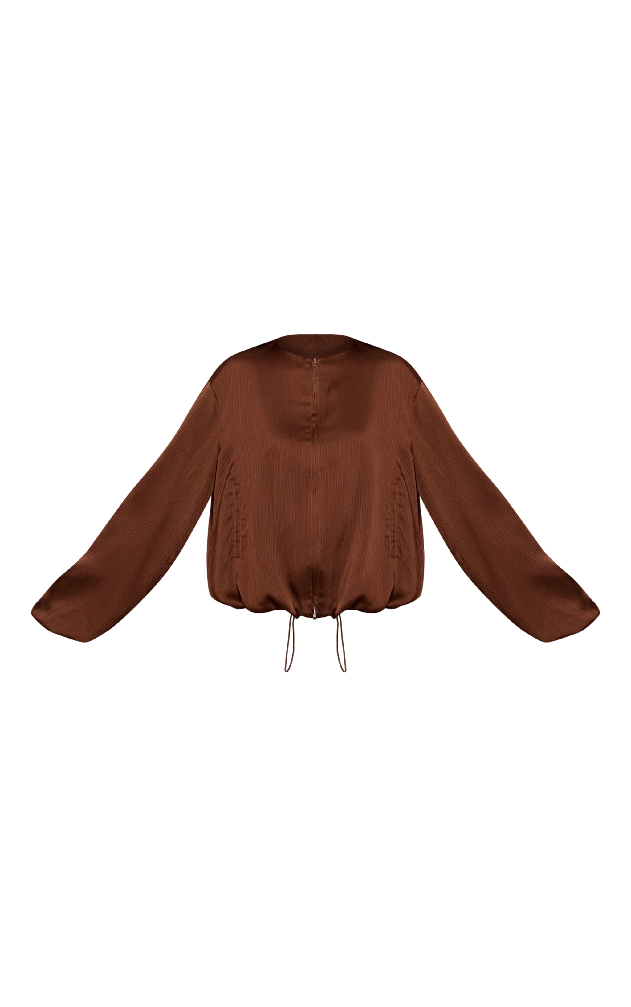 Dark Brown Textured Satin High Neck Jacket image 5