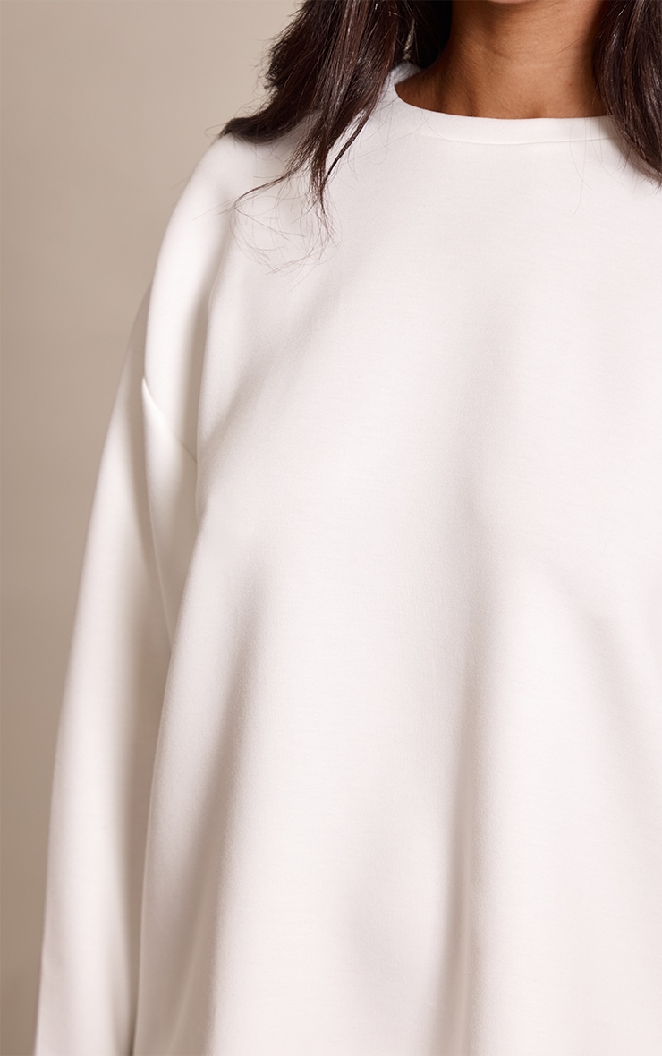 Petite White Modal Oversized Long Sleeved T-shirt image 4