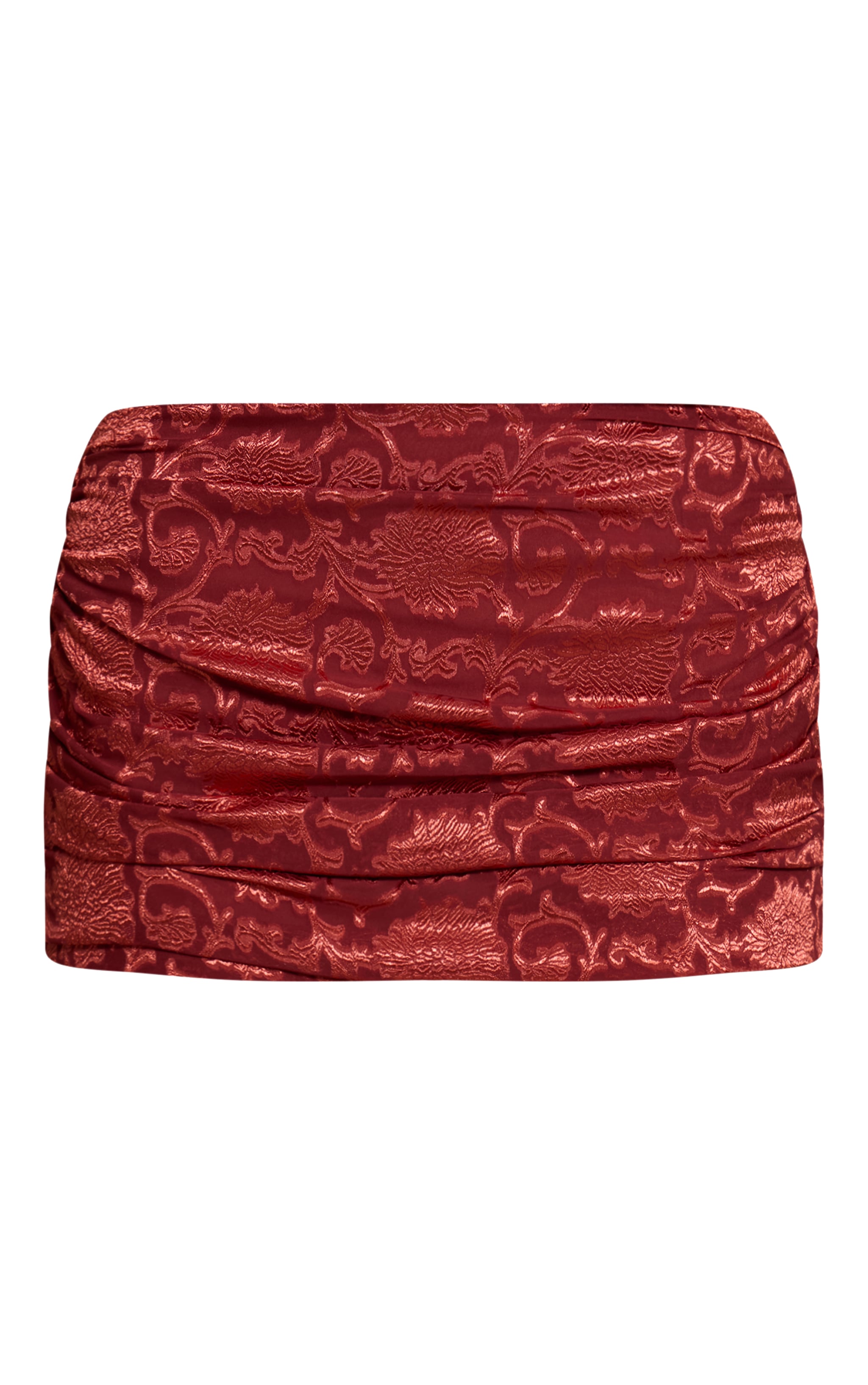 Burnt Orange Floral Satin Ruched Mini Skirt  image 6
