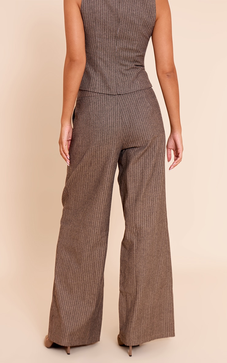 Grey Herringbone Tailored Woven Wide Leg Pants image 3