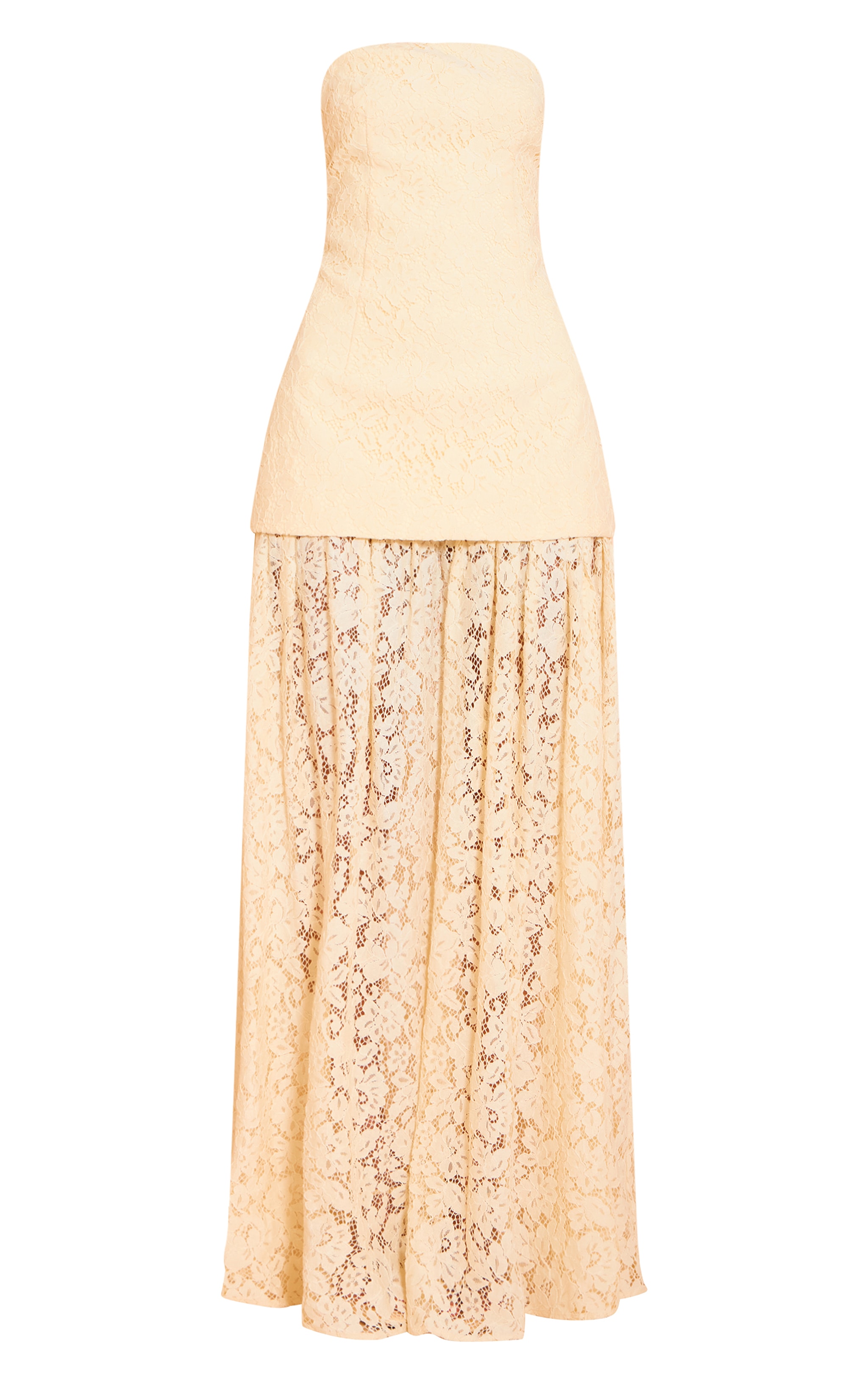 Lemon Lace Sheer Skirt Panel Bandeau Midaxi Dress image 5