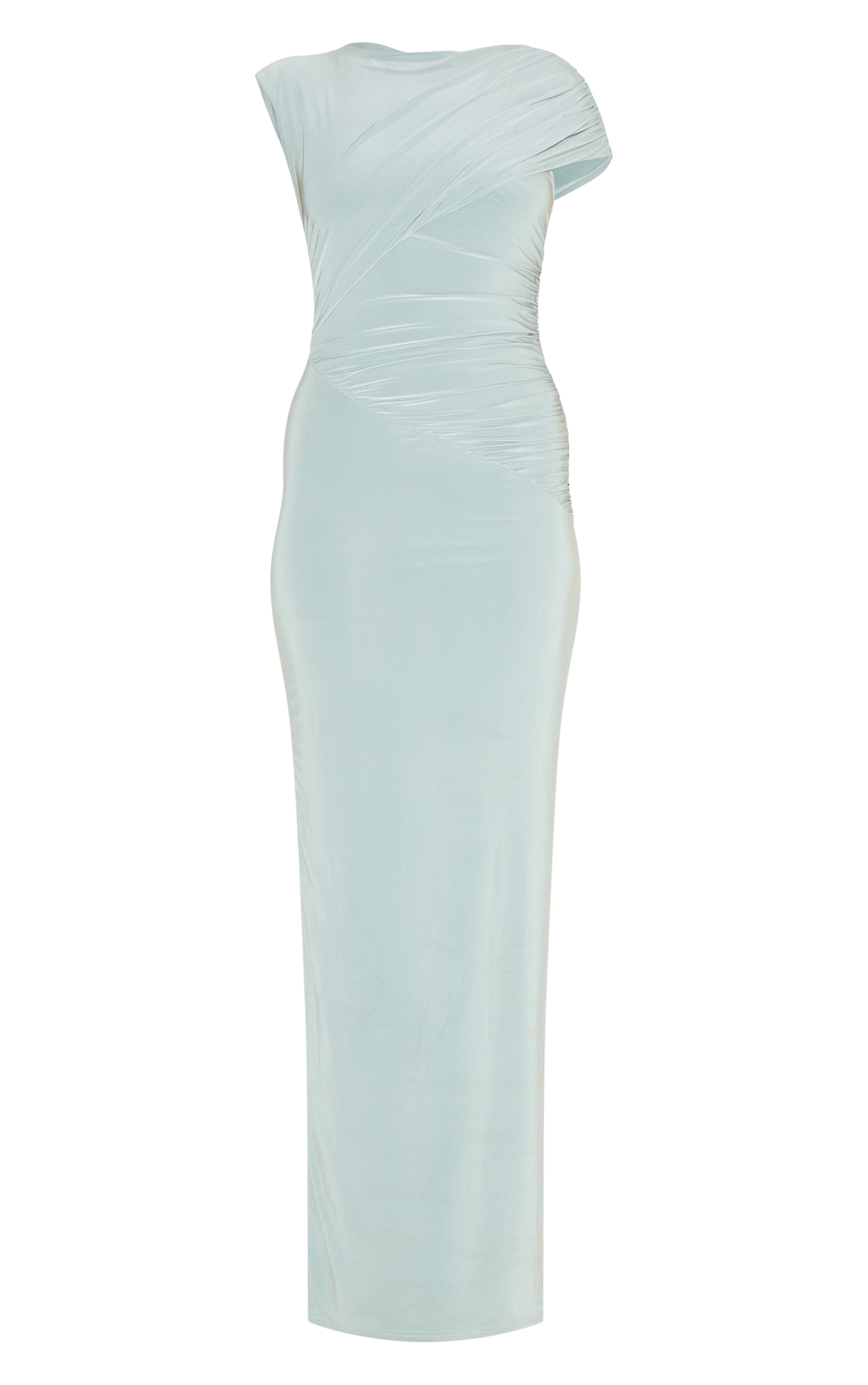 Sage Double Layer Slinky Off Shoulder Drape Maxi Dress image 5