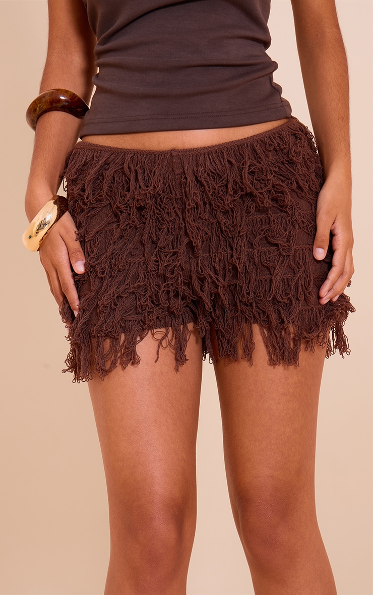 Petite Chocolate Loop Knit Mini Shorts image 5