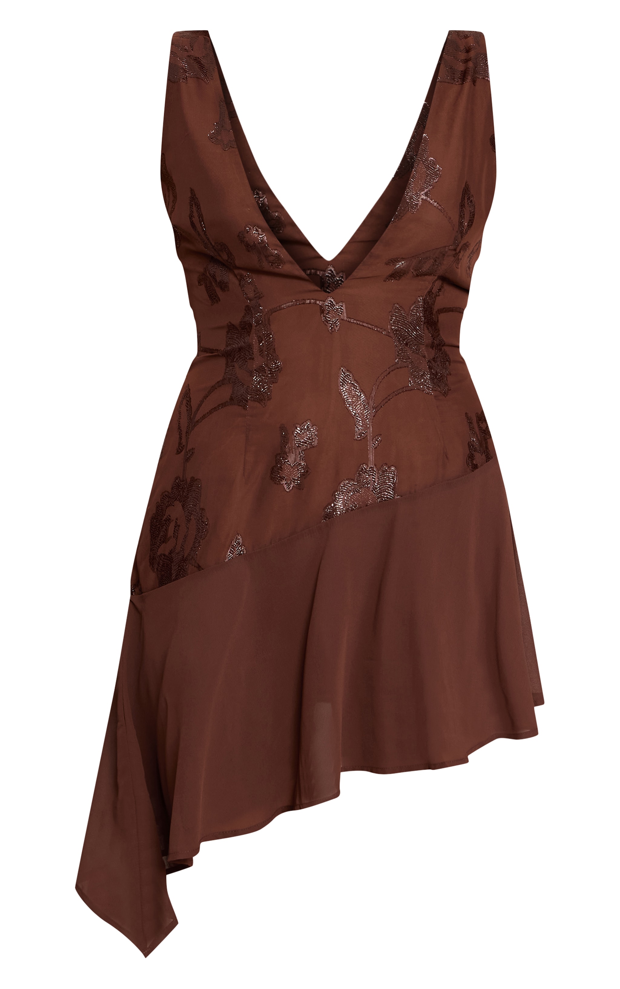 Brown Floral Detail Slip Dress image 5