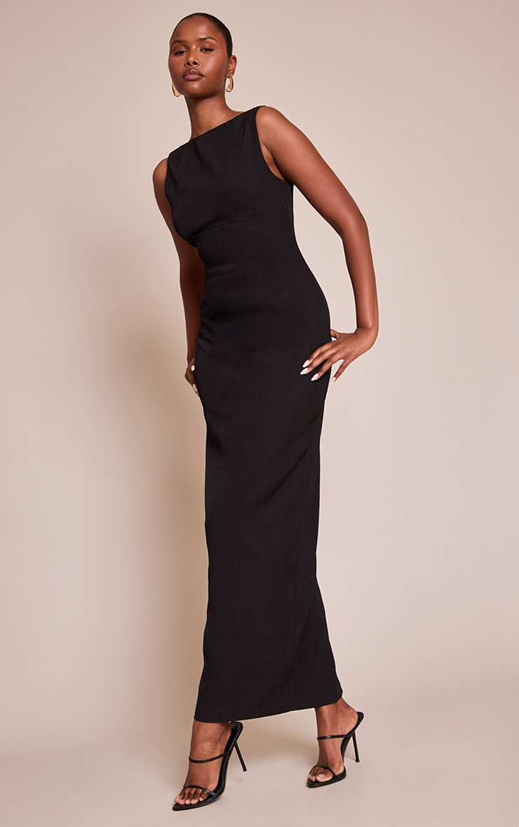 Premium Black Scoop Back Maxi Dress image 3