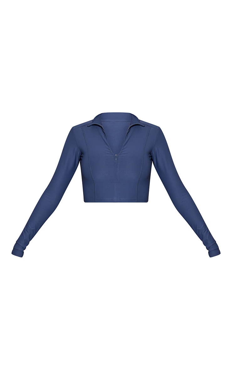 Top de sport bleu ardoise style Luxe léger à demi-zip image 5