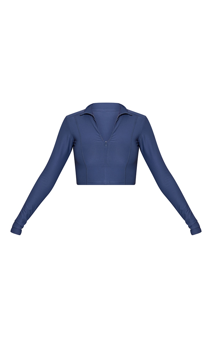 Top de sport bleu ardoise style Luxe léger à demi-zip image 5