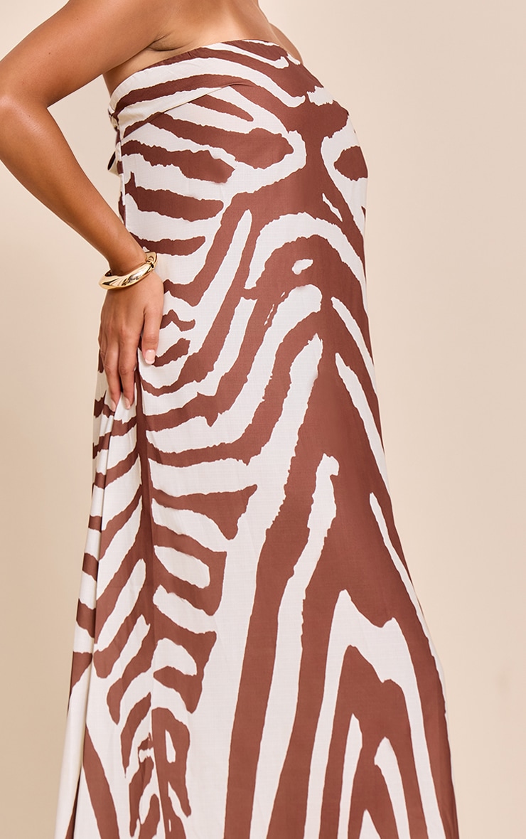 Plus Robe bustier longue tissée marron clair imprimé zèbre image 4
