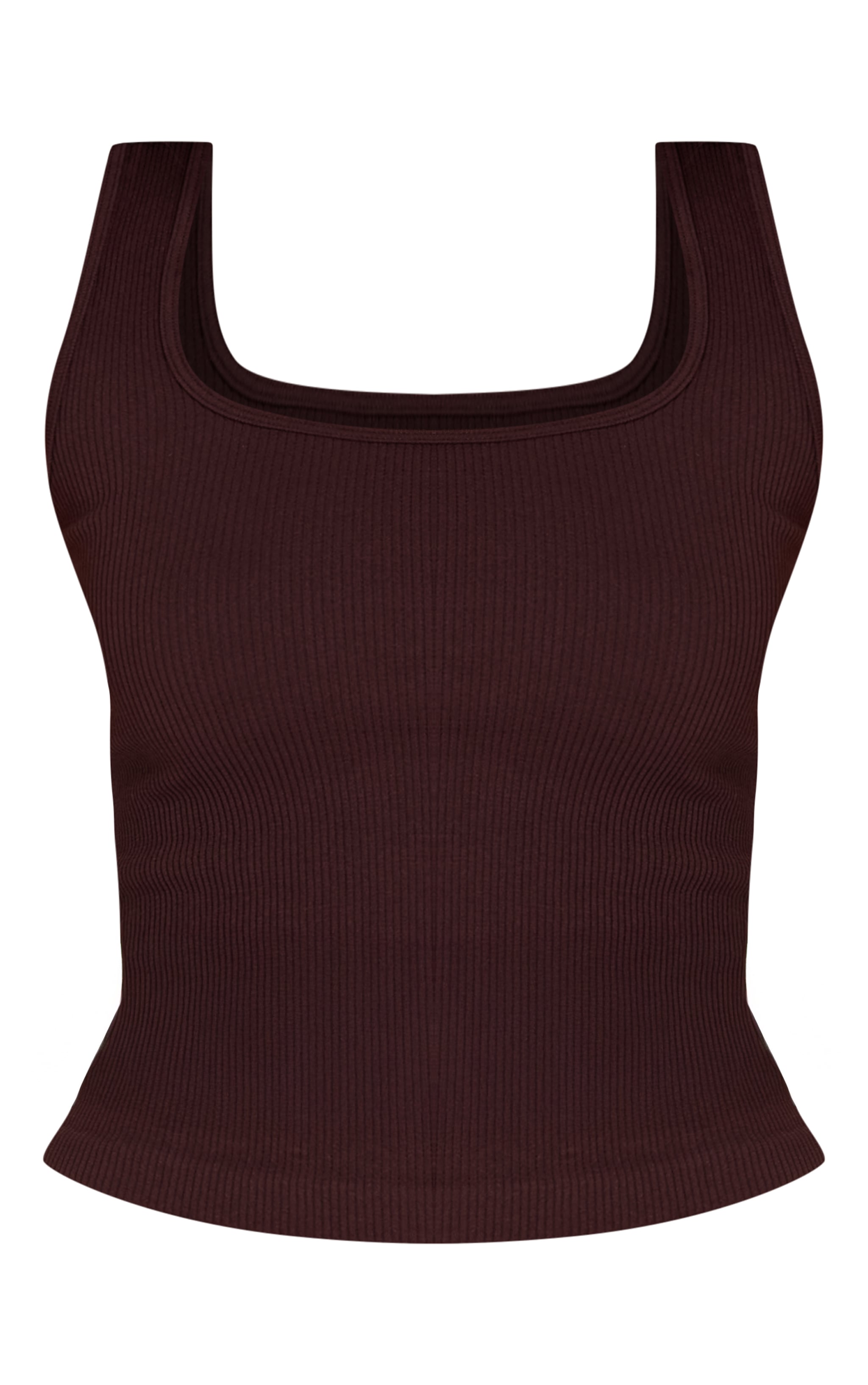 Dark Chocolate Snatched Rib Scoop Neck Fitted Vest Top image 5