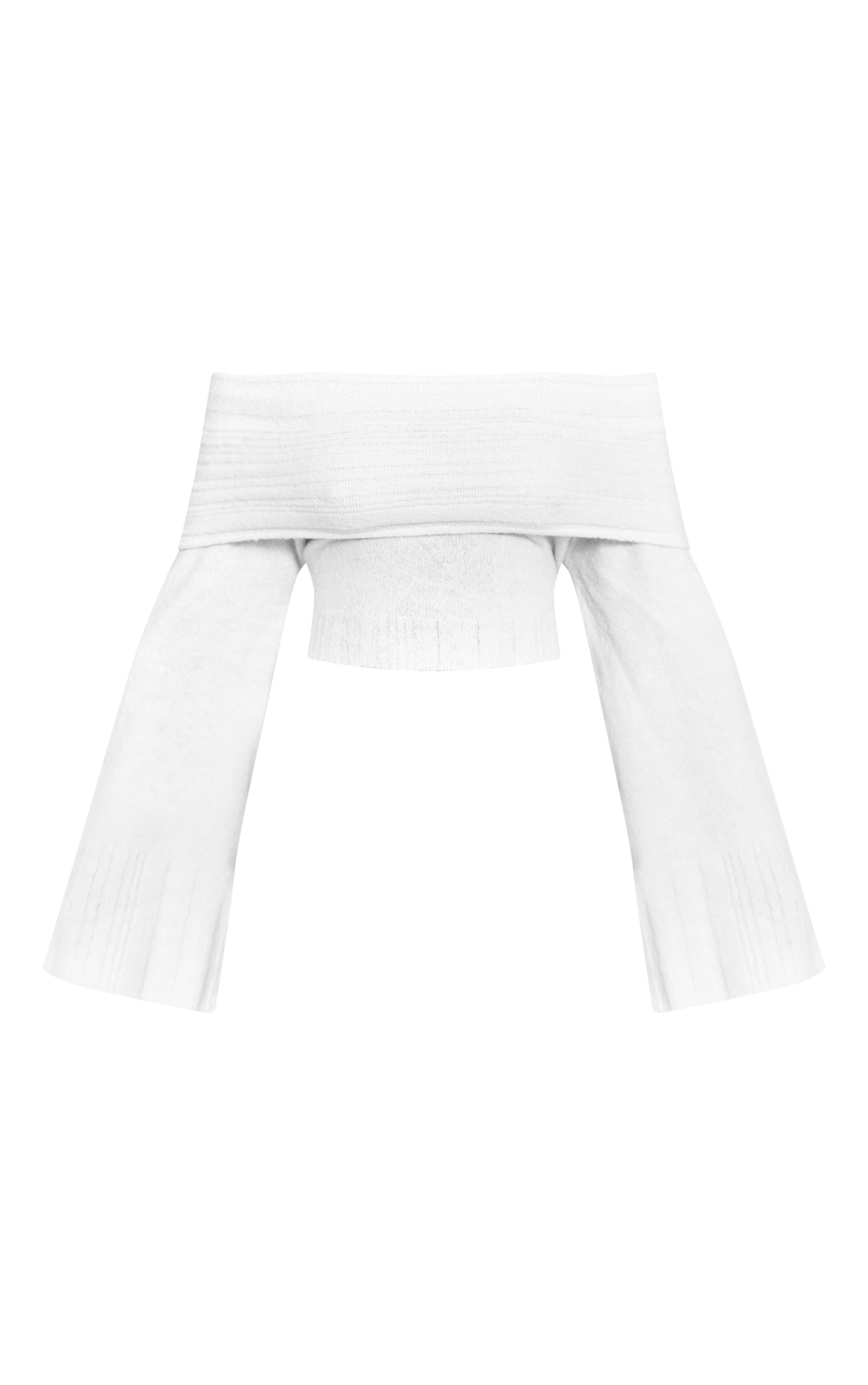 Petite Cream Rib Soft Knit Bardot Top image 5
