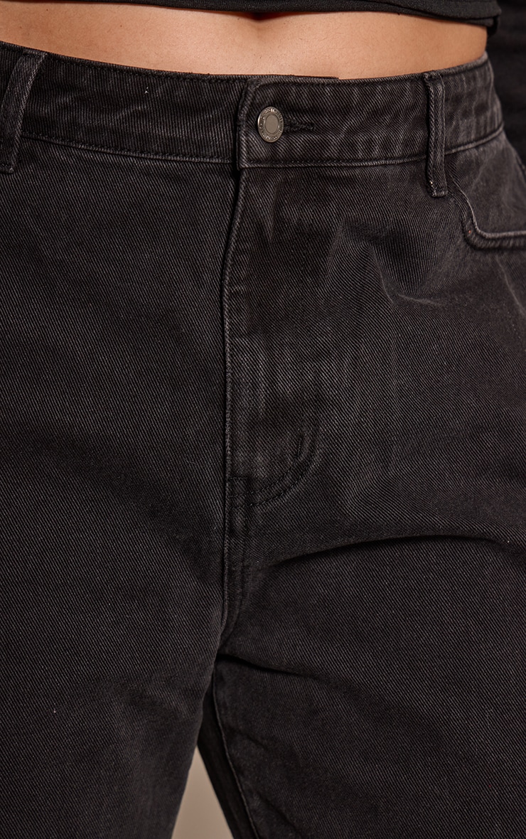 Plus Washed Black Mid Rise Stretch Barrel Jeans image 4