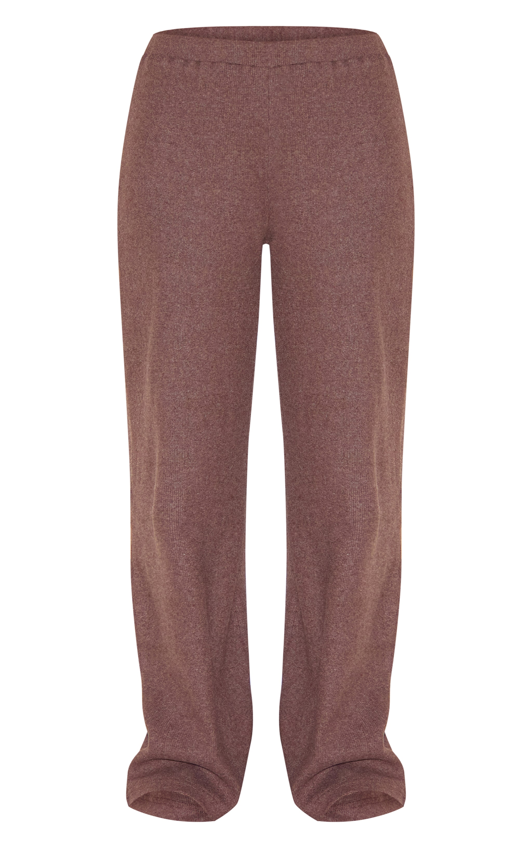 Chocolate Brushed Rib Wide Leg Pants image 5