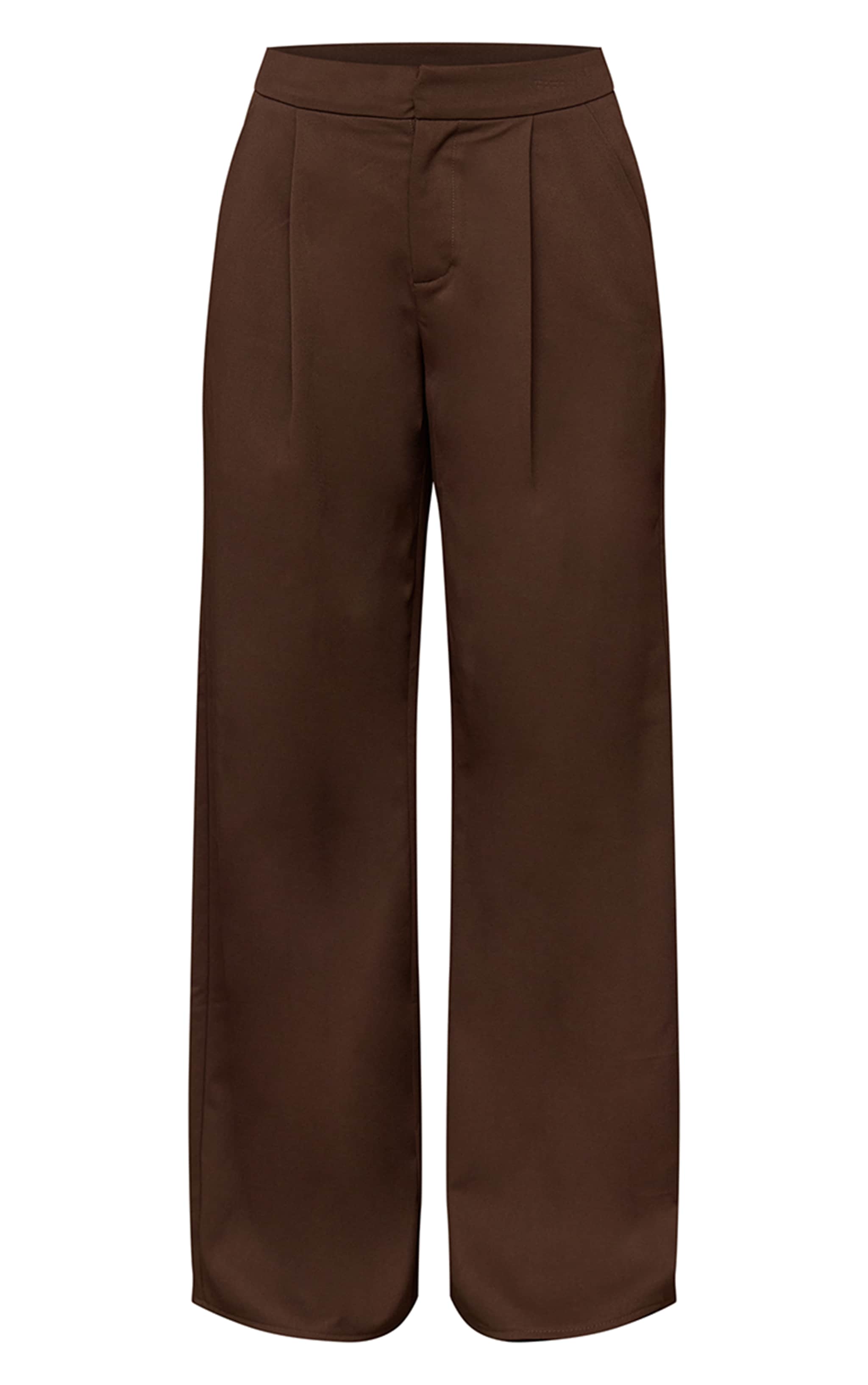 Pantalon de tailleur large tissé deluxe marron foncé à plissures image 5