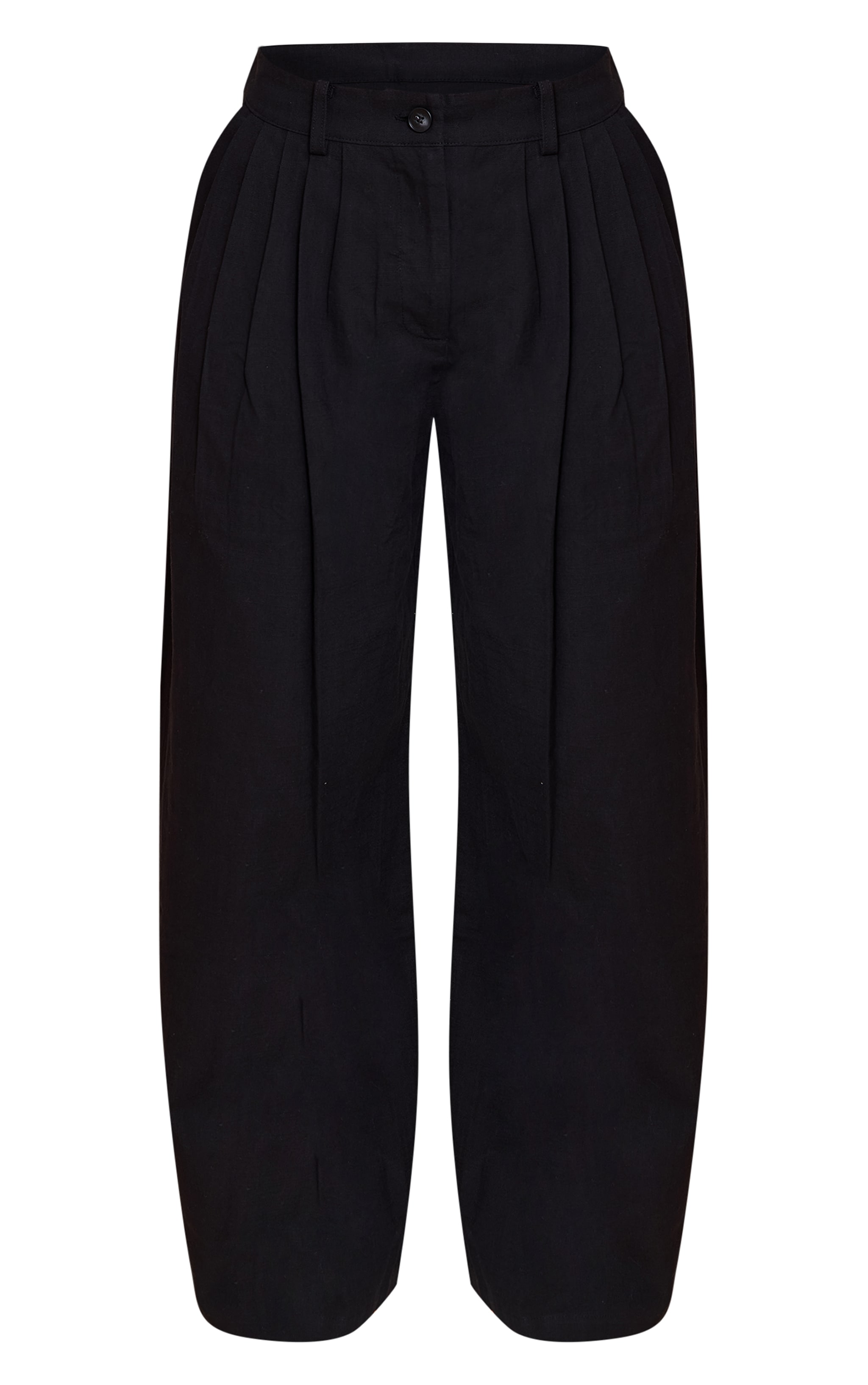 Petite Black Woven Pleat Detail Wide Leg Pants image 5
