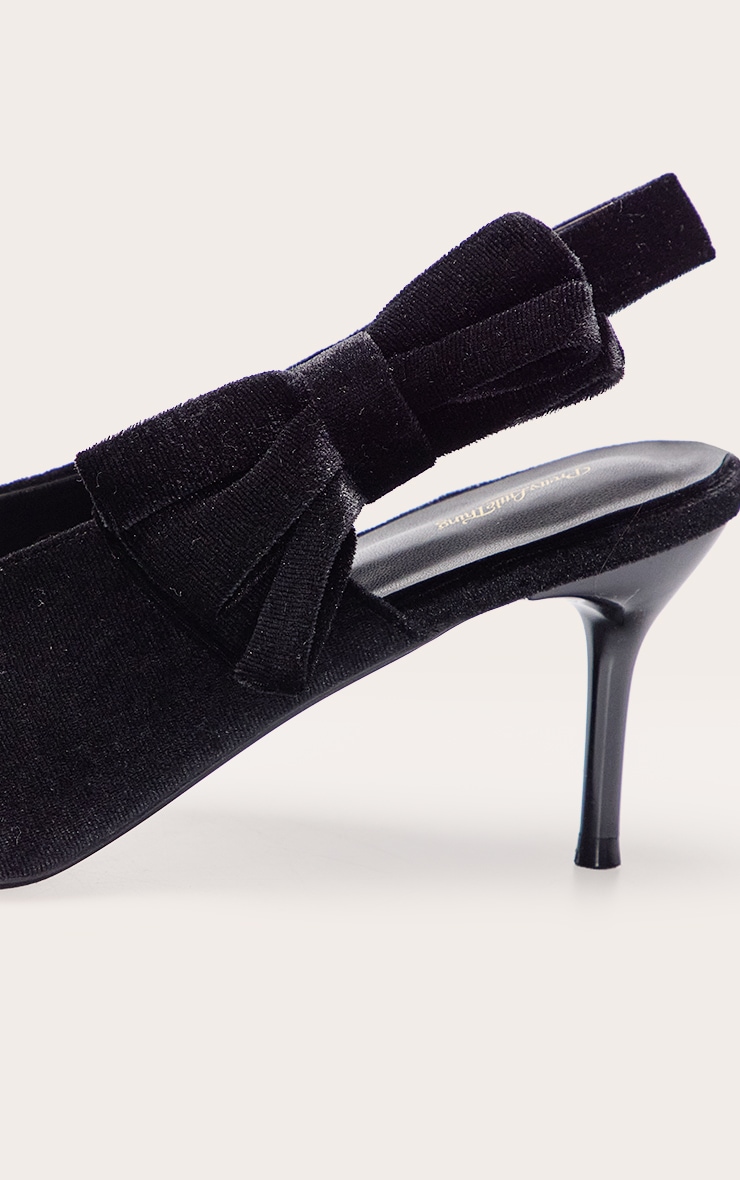 Black Velvet Bow Detail Sling Back image 5