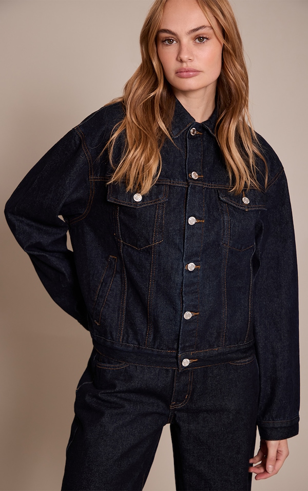 Veste oversize classique en jean indigo foncé