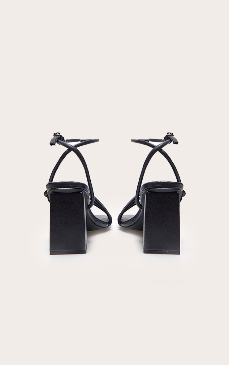 Sandales carrées en PU noir à brides style tubes et talon carré image 3
