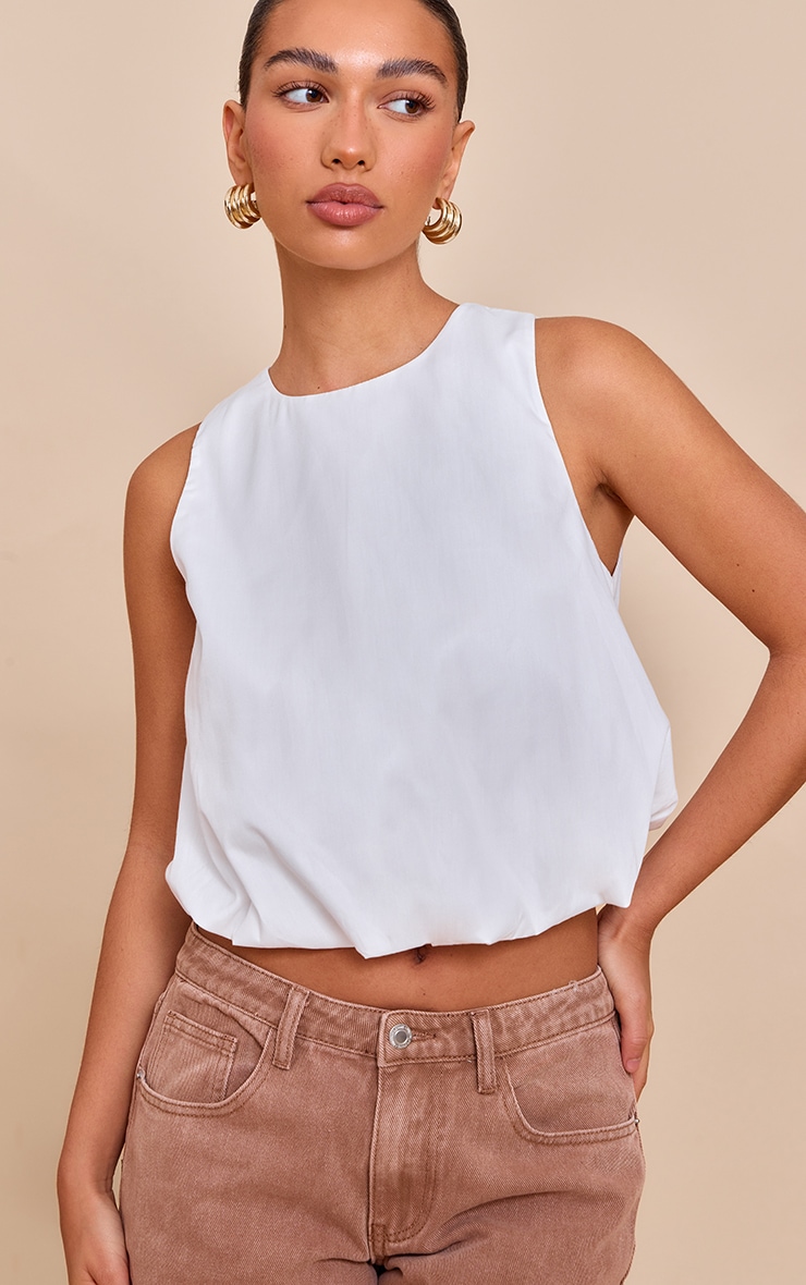White Bubble Hem Top image 4