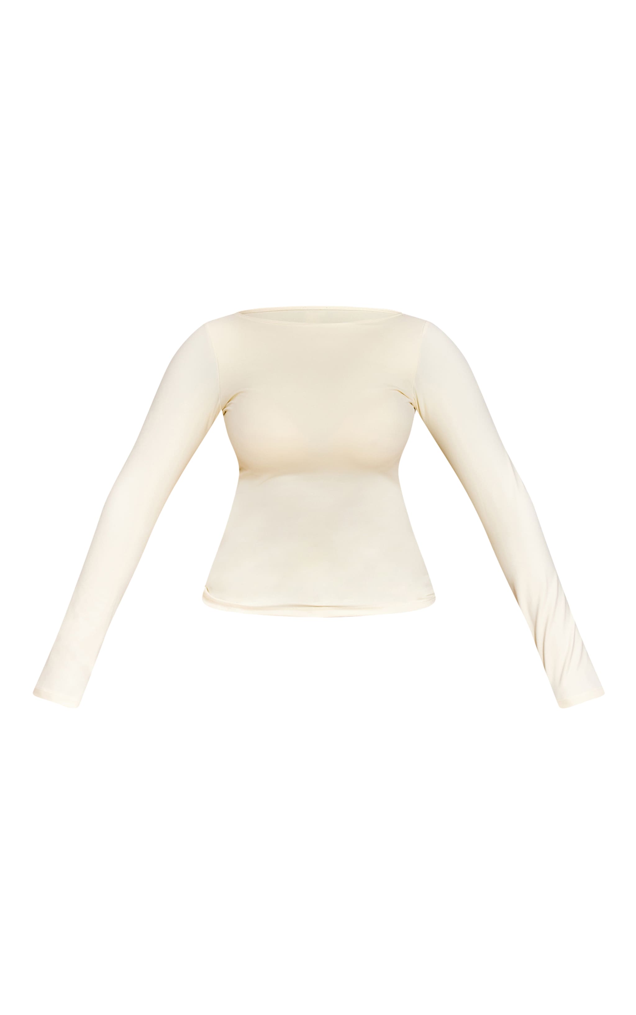 Shape Butter Cream Built In Bra Sculpt Boat Neck Long Sleeve Top image 5