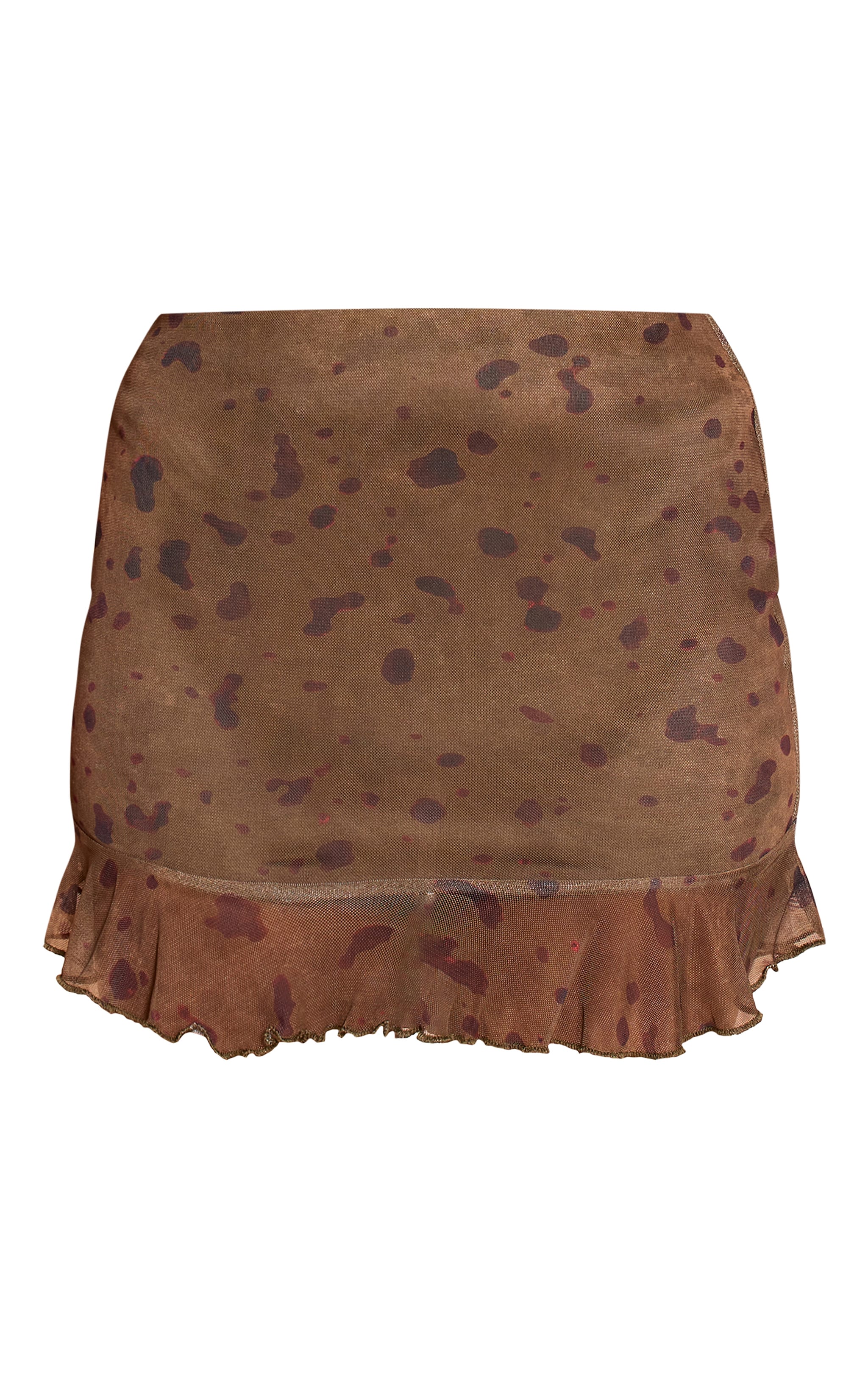 Khaki Abstract Print Mesh Long Sleeve Top image 5