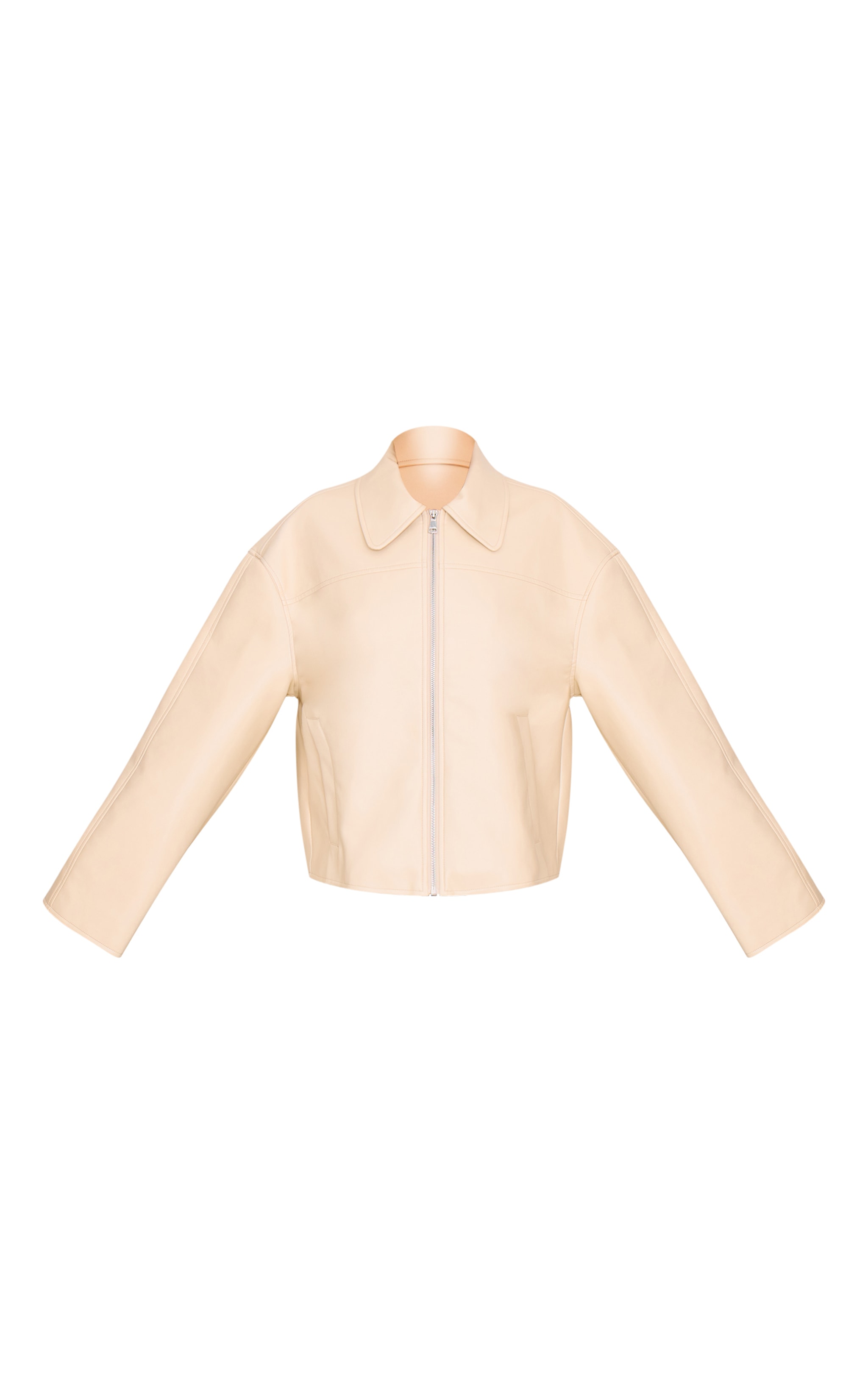 Cream Zip Through PU Jacket image 5