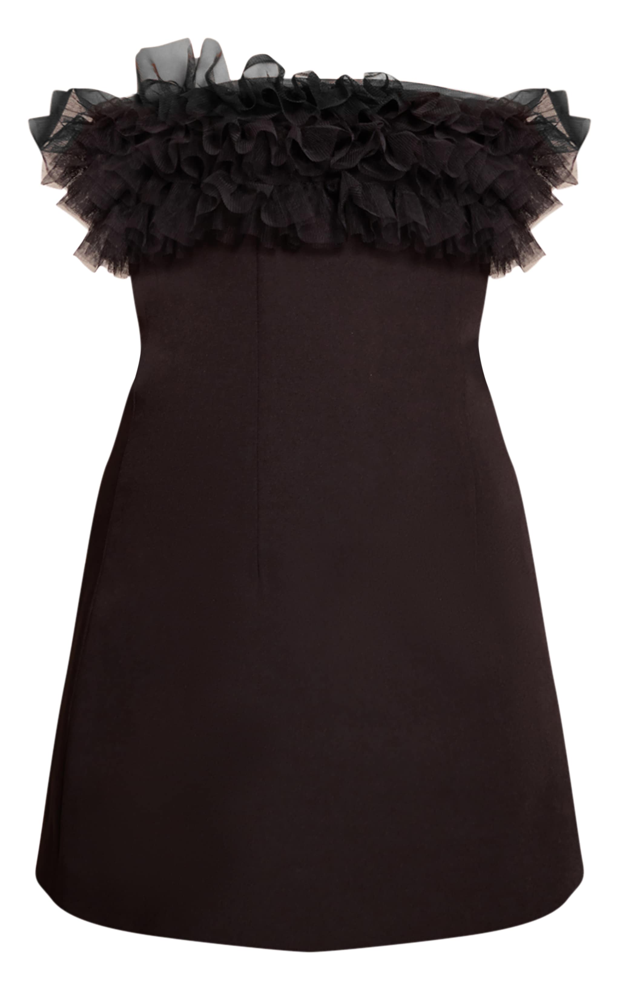 Black Woven Ruffle Bandeau Shift Dress image 5