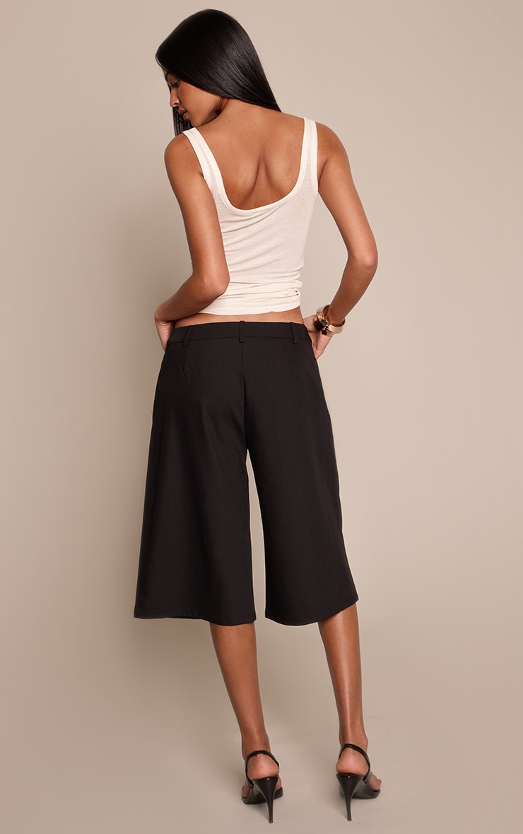 Tall Black Woven Pleat Detail Jorts image 3