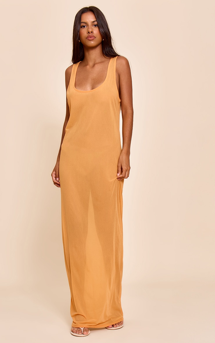 Petite Apricot Chiffon Column Maxi Dress image 1