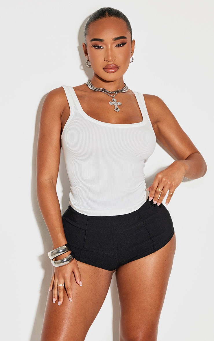 Shape Black Tailored Pintuck Extreme Mini Shorts | Shape