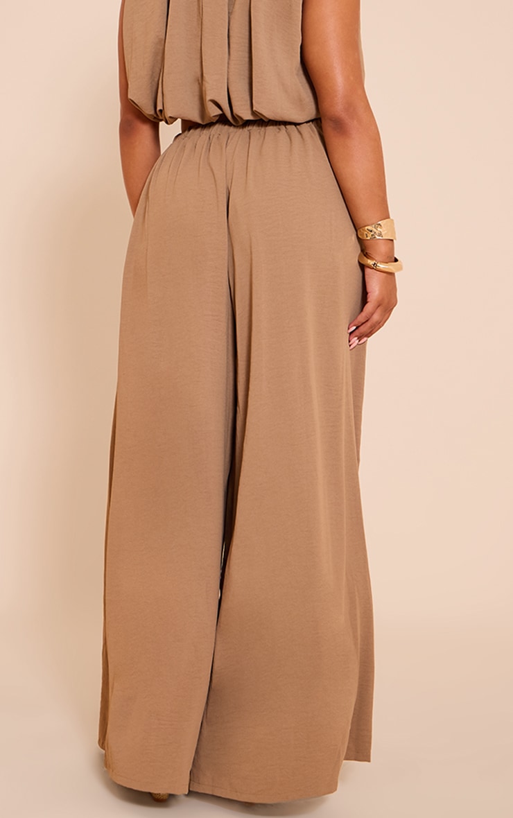 Shape Khaki Hammered Satin Highwaisted Wide Leg Pants image 3